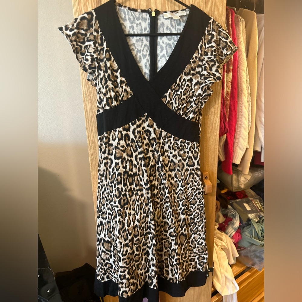 michael kors cheetah print cotton dress women’s size small new and never worn